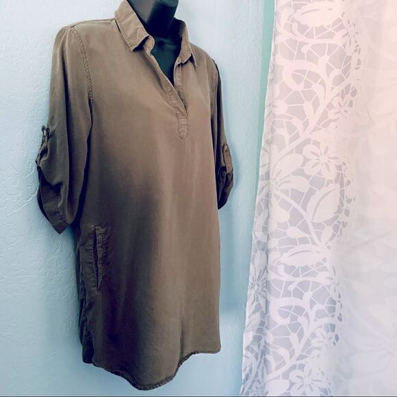 Thread & Supply Olive Green Shirt Dress Size Small - Picture 3 of 10